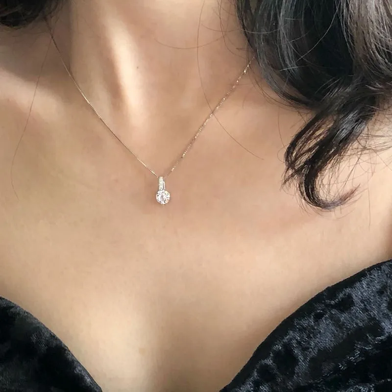 Shiny Round Zirconia Pendant Party Necklace 80200294 - image1