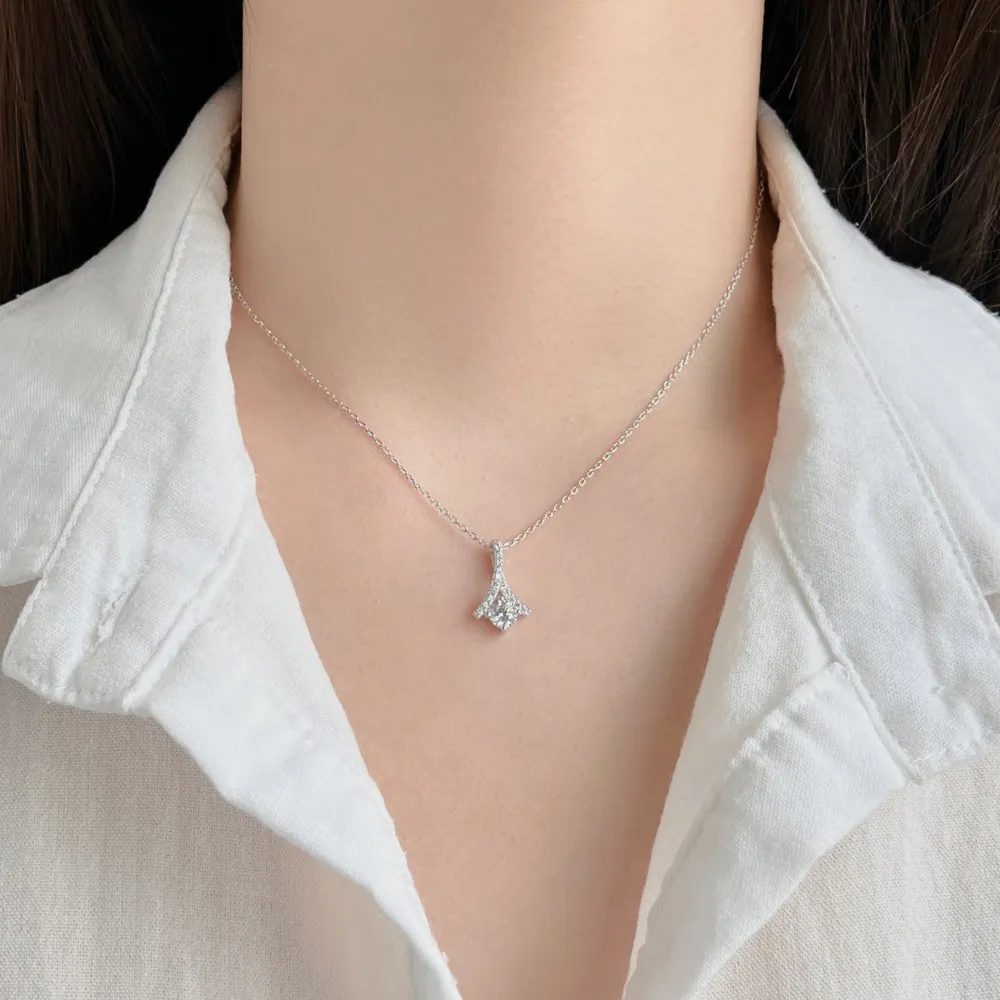 Sparkle Zirconia Fanshaped Pendant Party Necklace 80200297 - image1