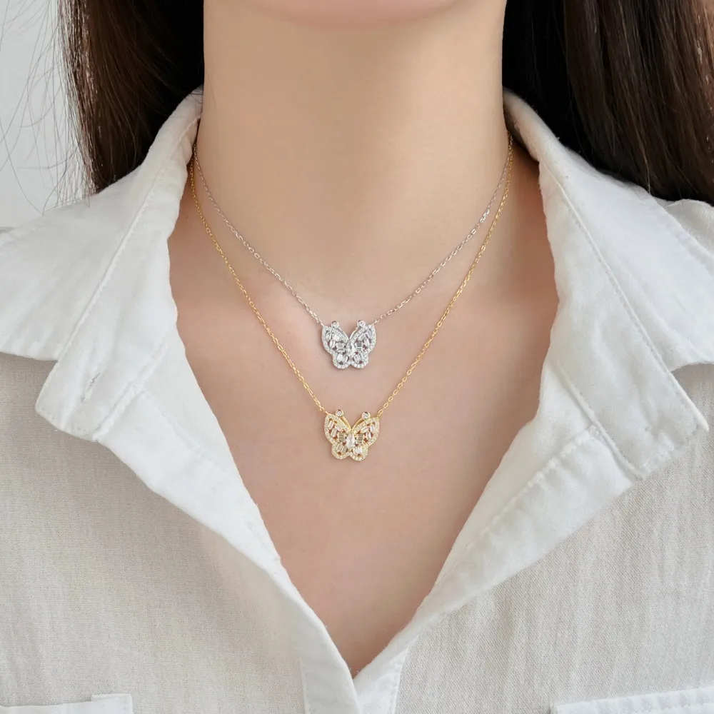 Luxury Butterfly Zirconia Pendant Party Necklace 80200298 - image1