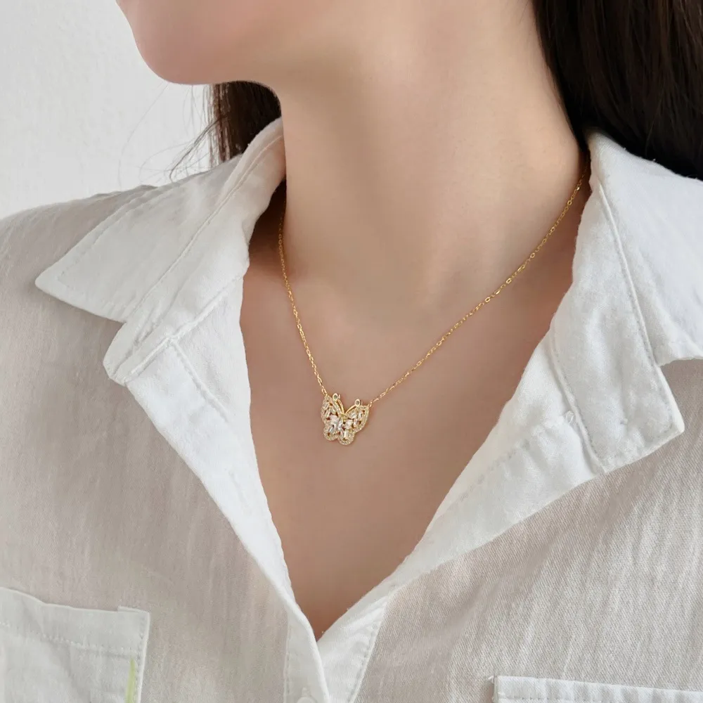 Luxury Butterfly Zirconia Pendant Party Necklace 80200298 - image2