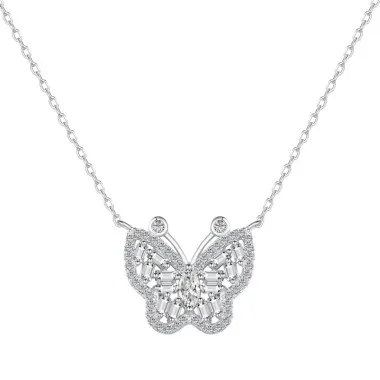 Luxury Butterfly Zirconia Pendant Party Necklace 80200298