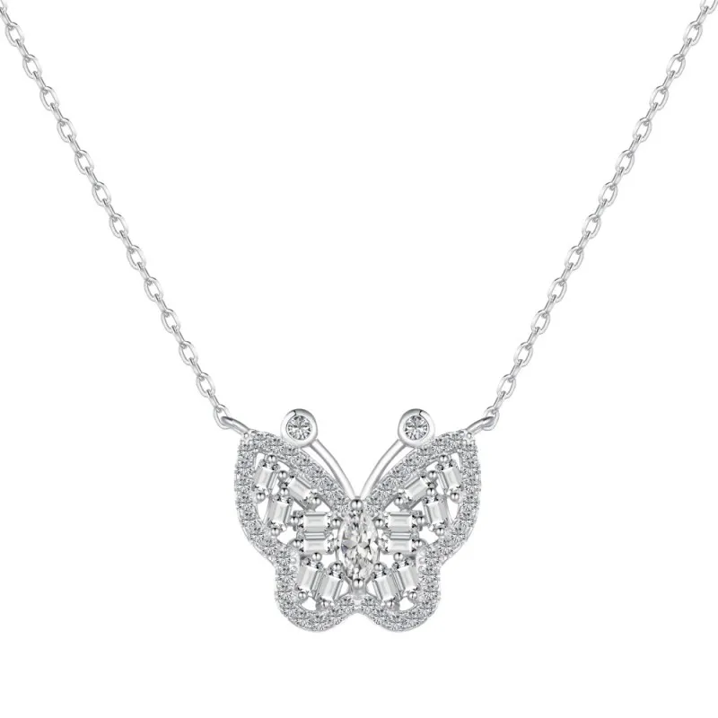 Luxury Butterfly Zirconia Pendant Party Necklace 80200298