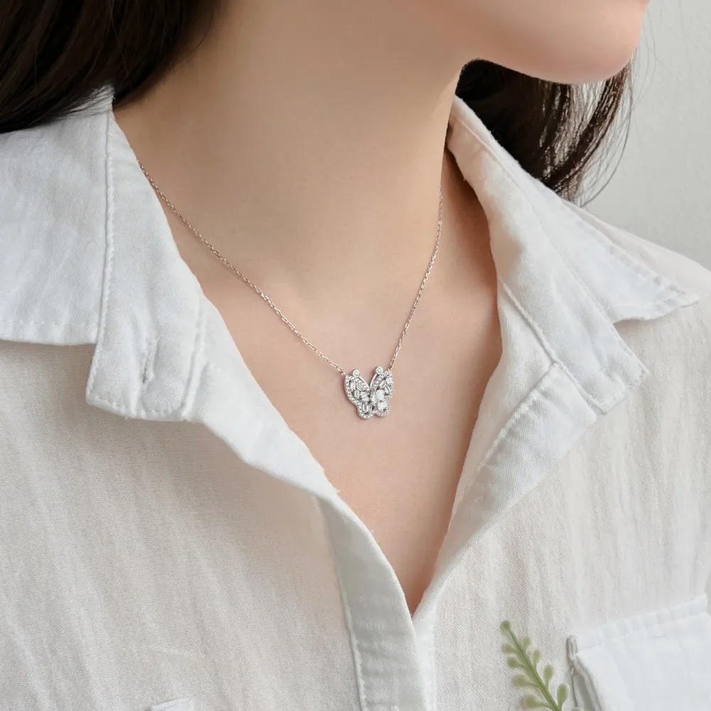 Luxury Butterfly Zirconia Pendant Party Necklace 80200298 - image4