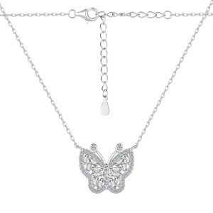 Luxury Butterfly Zirconia Pendant Party Necklace 80200298