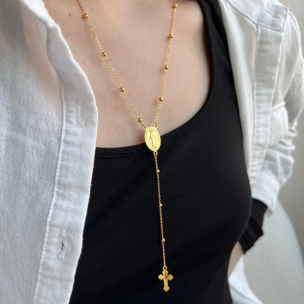Maria Portrait Cross Tassel Pendant PNecklace 80200299 - image3