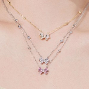 S925 Zirconia Heart Butterfly Pendant Necklace 80200301