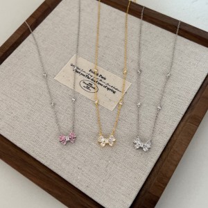 S925 Zirconia Heart Butterfly Pendant Necklace 80200301