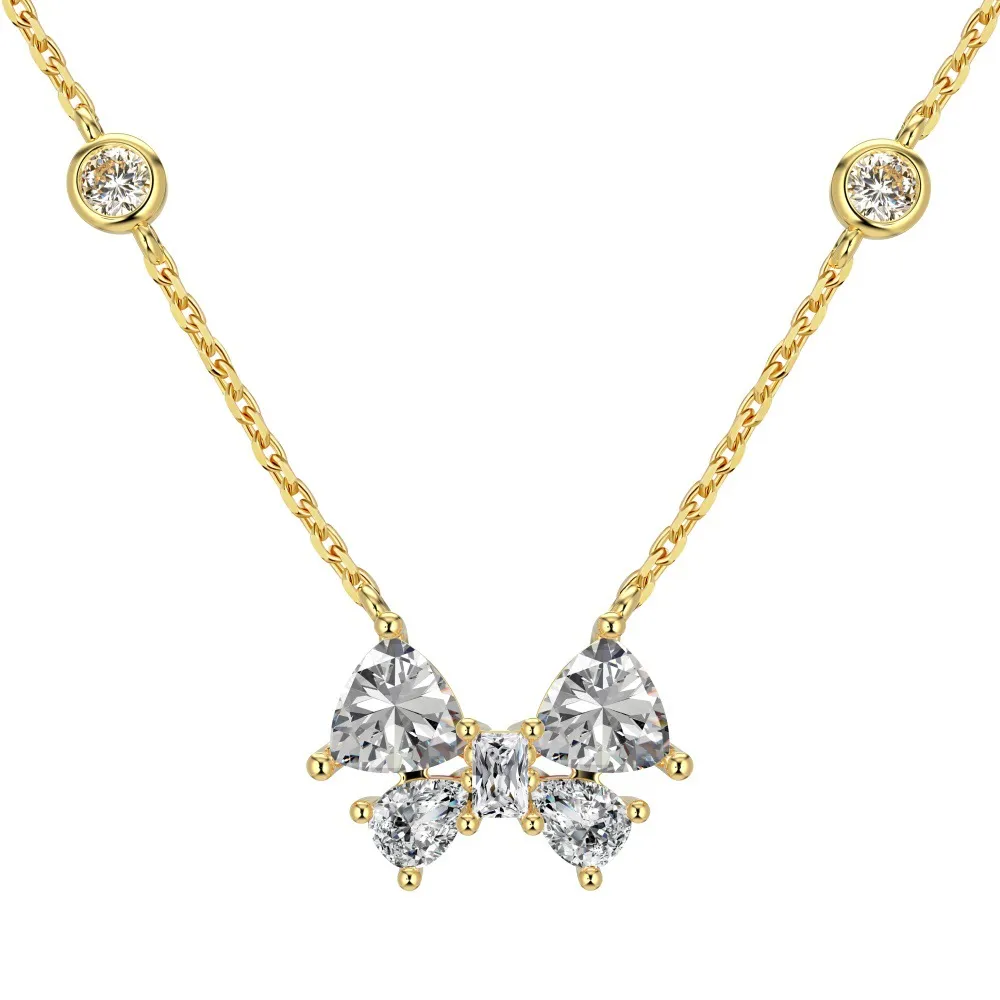 S925 Zirconia Heart Butterfly Pendant Necklace 80200301