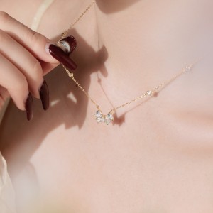 S925 Zirconia Heart Butterfly Pendant Necklace 80200301