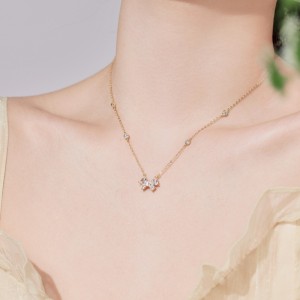 S925 Zirconia Heart Butterfly Pendant Necklace 80200301