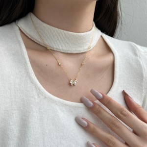 S925 Zirconia Heart Butterfly Pendant Necklace 80200301