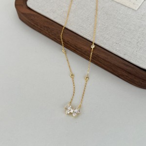 S925 Zirconia Heart Butterfly Pendant Necklace 80200301