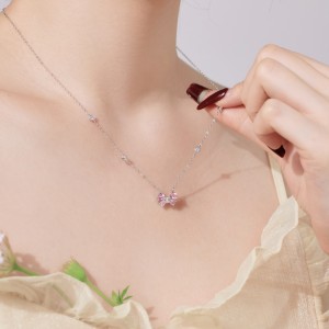 S925 Zirconia Heart Butterfly Pendant Necklace 80200301