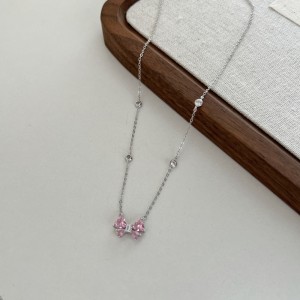 S925 Zirconia Heart Butterfly Pendant Necklace 80200301