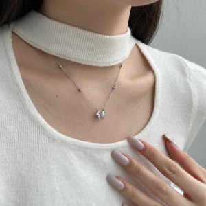 S925 Zirconia Heart Butterfly Pendant Necklace 80200301