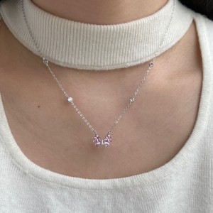 S925 Zirconia Heart Butterfly Pendant Necklace 80200301