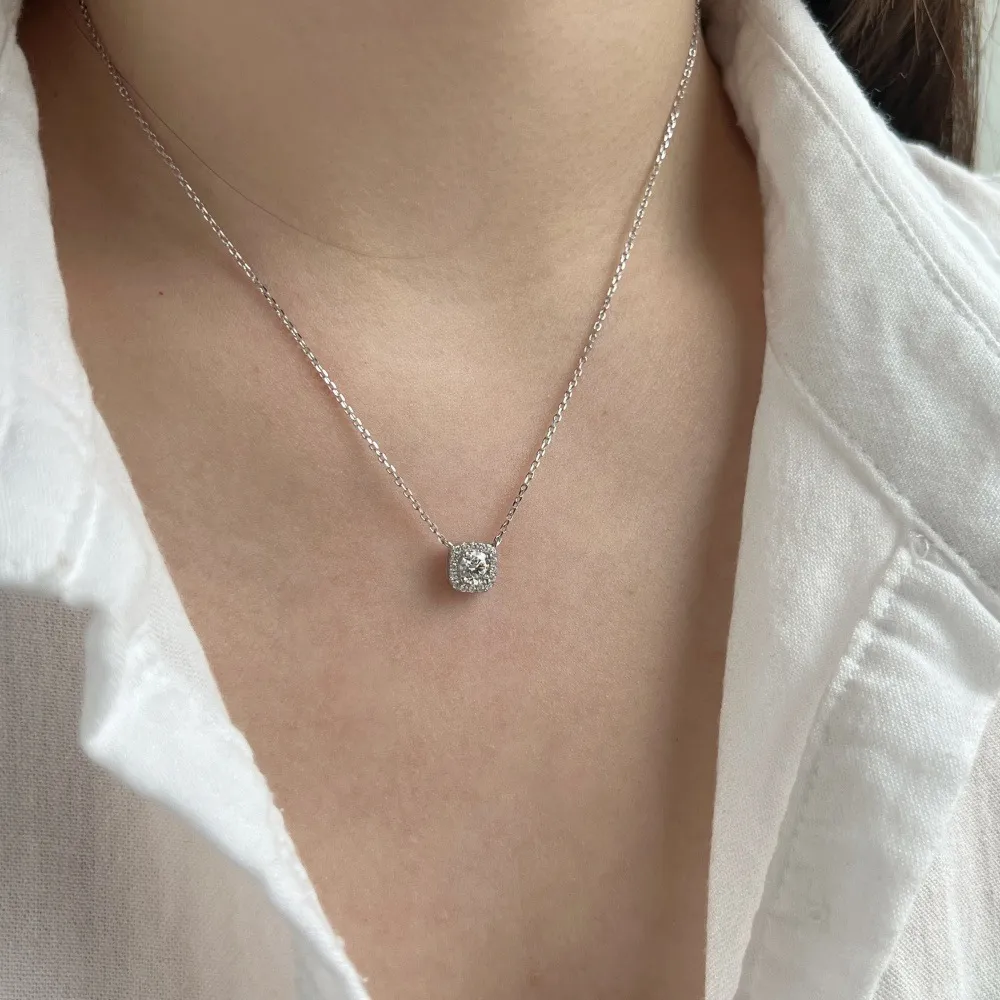 S925 Square 5A Zirconia Pendant Necklace 80200302 - image2