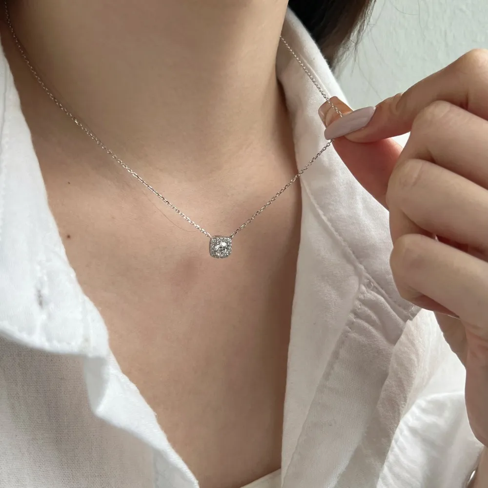 S925 Square 5A Zirconia Pendant Necklace 80200302 - image1