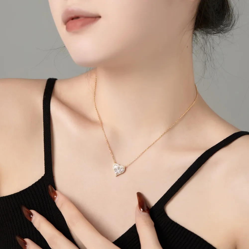 S925 Party Zirconia Heart Pendant Necklace 80200303 - image3