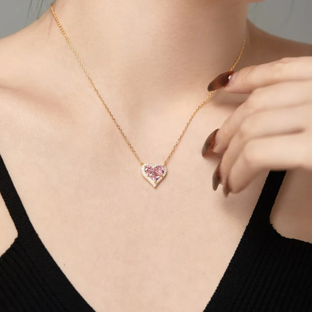 S925 Party Zirconia Heart Pendant Necklace 80200303 - image4