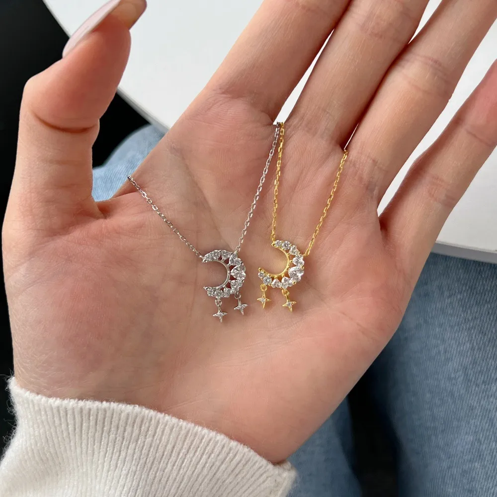 S925 5A Zirconia Heart Moon Star Necklace 80200305 - image1