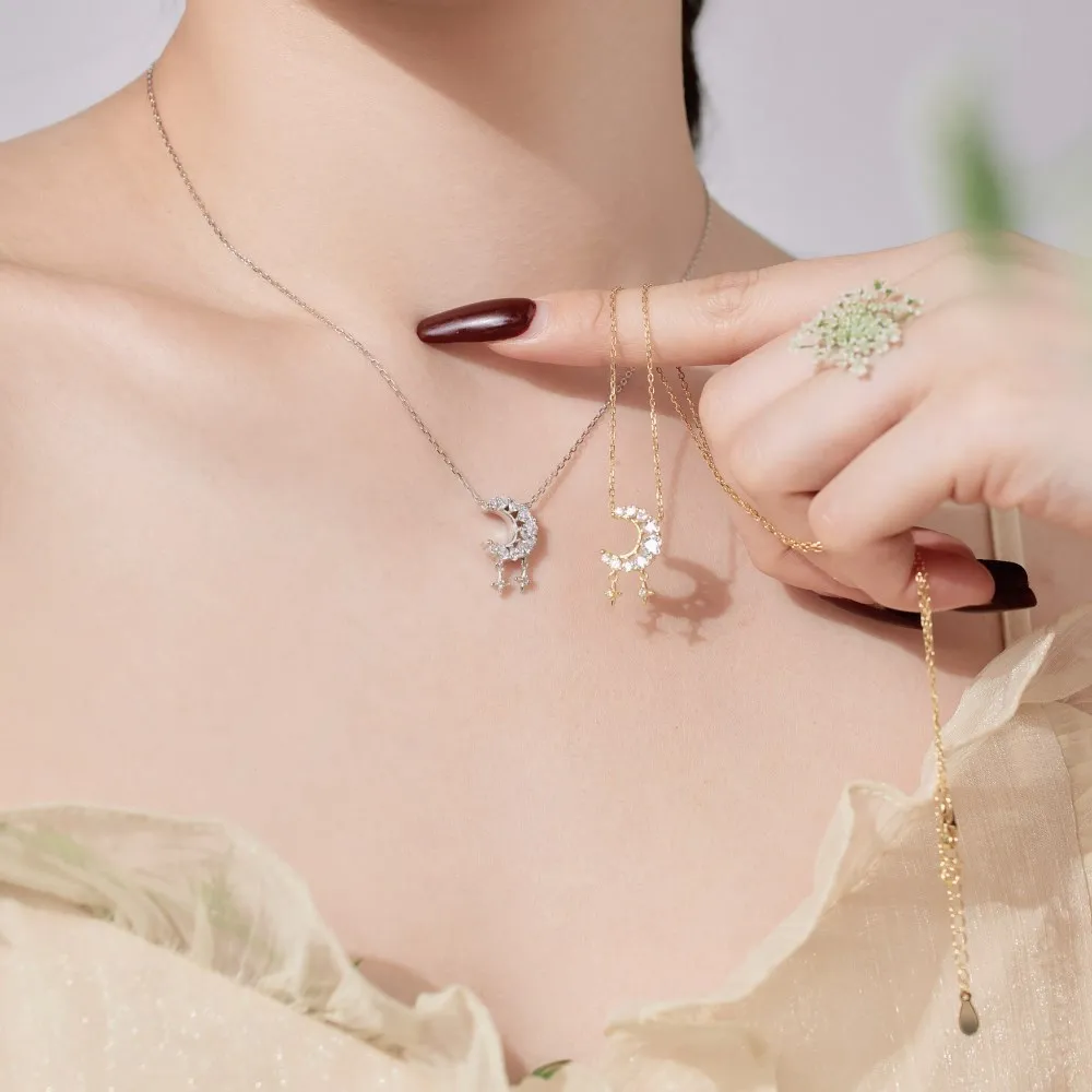 S925 5A Zirconia Heart Moon Star Necklace 80200305 - image2