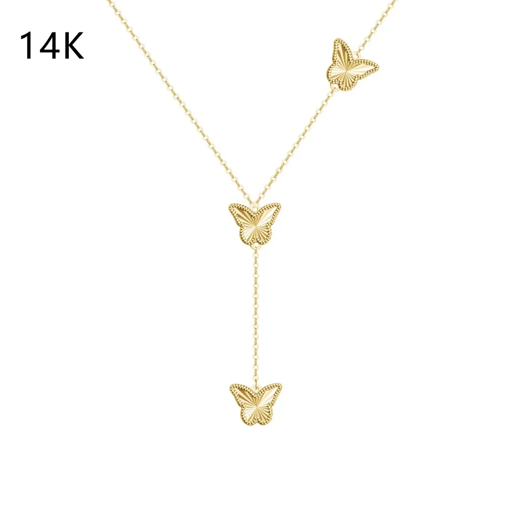 925 Sterling Silver Butterfly Tassel Necklace 80200306