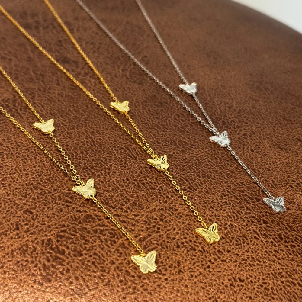 925 Sterling Silver Butterfly Tassel Necklace 80200306 - image1