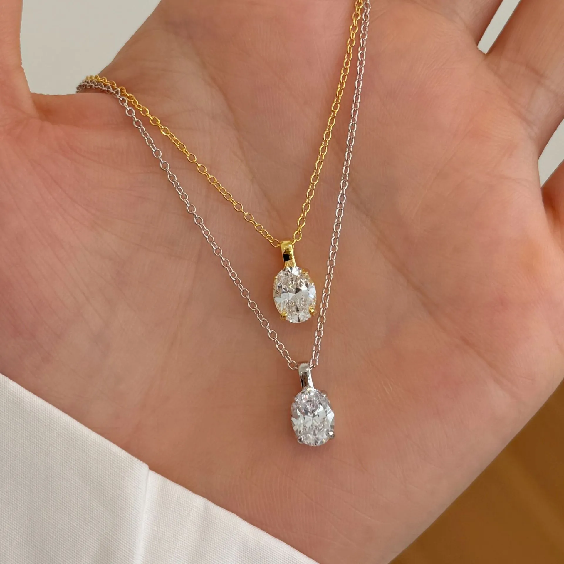 S925 5A Zirconia Oval Pendant Necklace 80200307 - image1