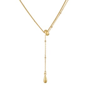 S925 Vintage Brushed Tear-drop Necklace 80200309