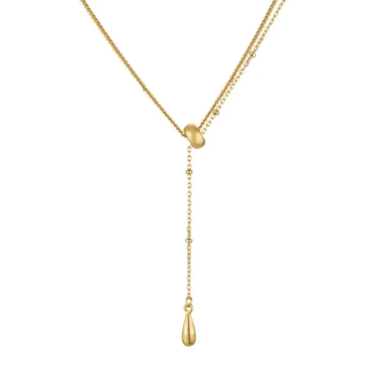 S925 Vintage Brushed Tear-drop Necklace 80200309