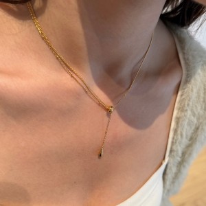 S925 Vintage Brushed Tear-drop Necklace 80200309