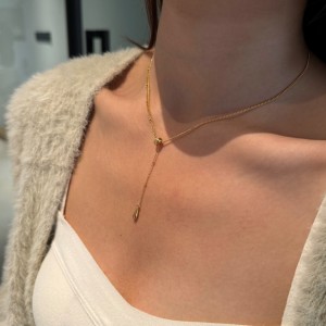 S925 Vintage Brushed Tear-drop Necklace 80200309