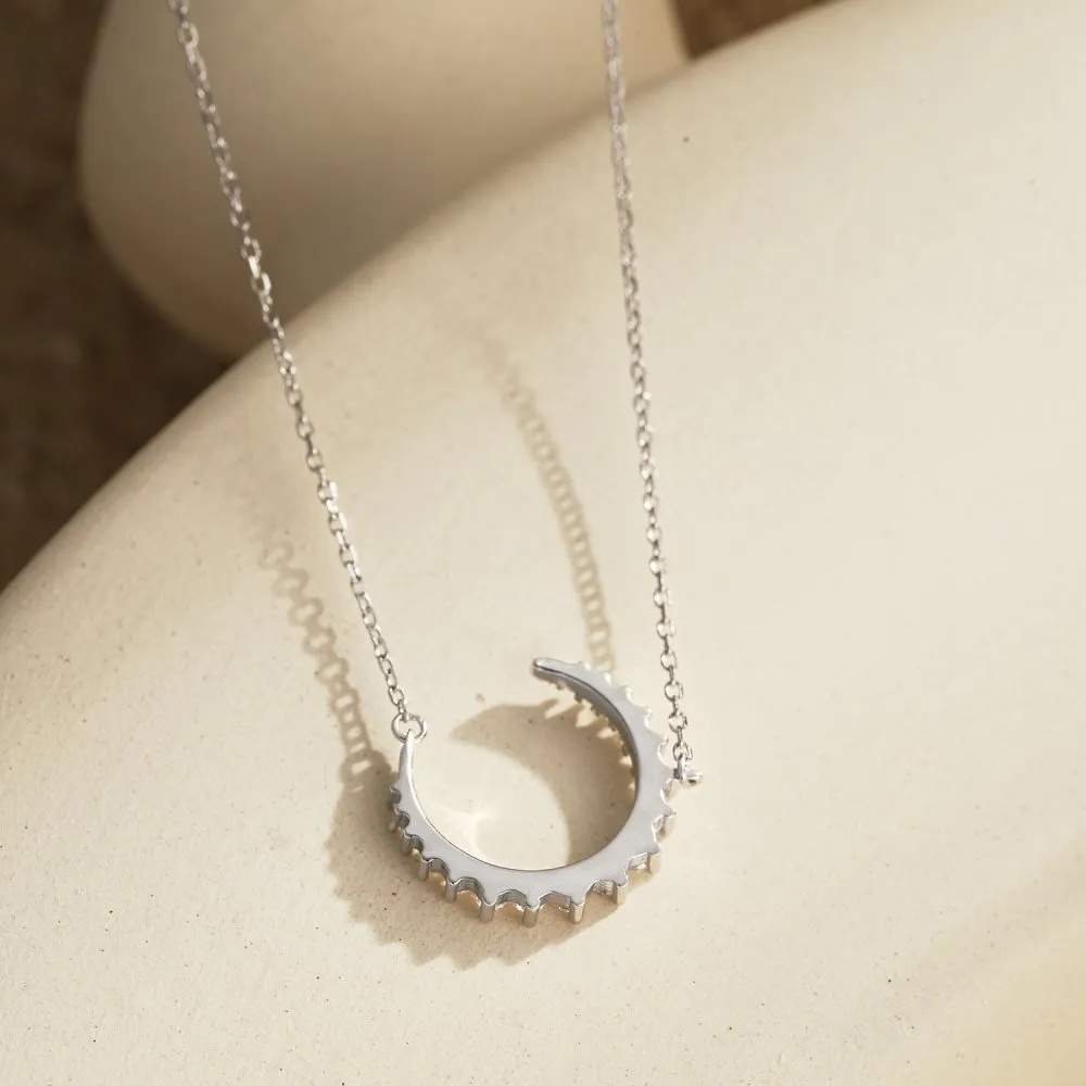 925 Sterling Silver Zirconia Moon Necklace 80200314 - image2