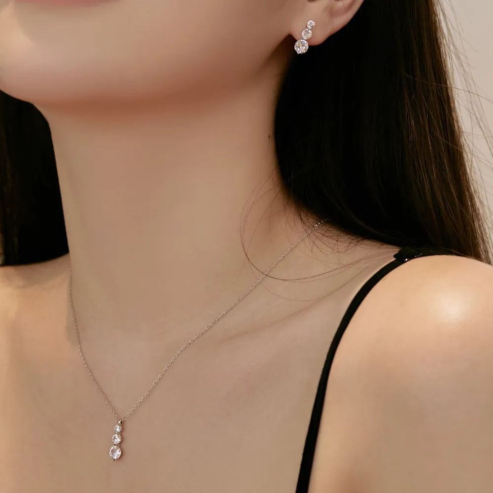 S925 Sparkle 5A Round Zirconia Necklace 80200315 - image1