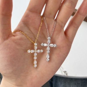 925 Sterling Silver Zirconia Cross Necklace 80200316