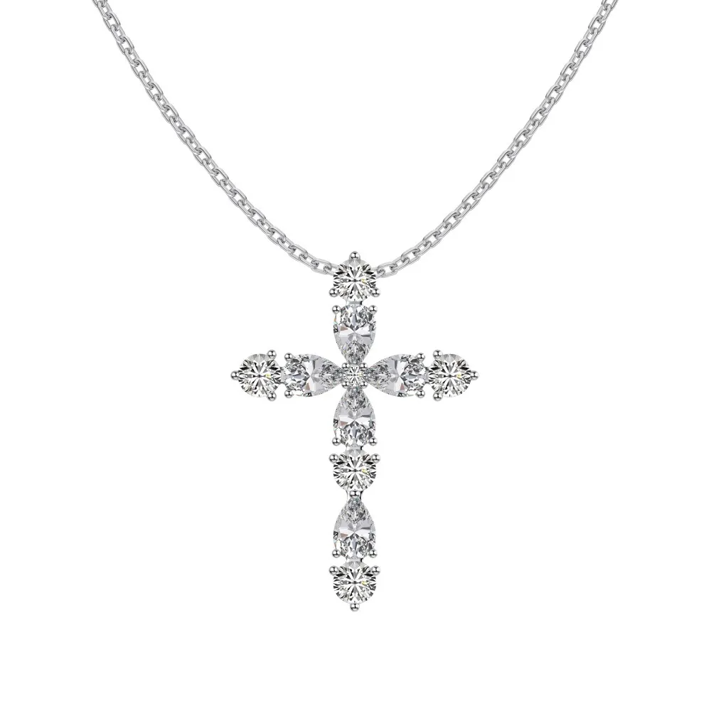 925 Sterling Silver Zirconia Cross Necklace 80200316
