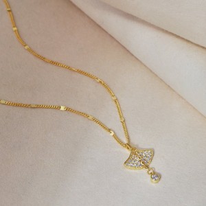 S925 Zirconia Ginkgo Pendant Necklace 80200317