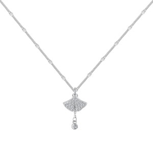 S925 Zirconia Ginkgo Pendant Necklace 80200317