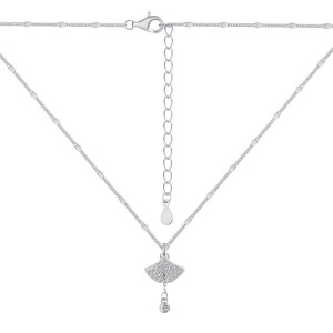 S925 Zirconia Ginkgo Pendant Necklace 80200317