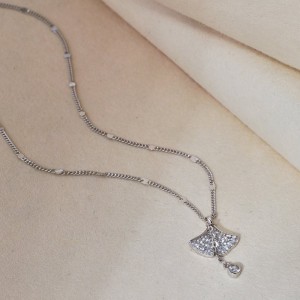 S925 Zirconia Ginkgo Pendant Necklace 80200317