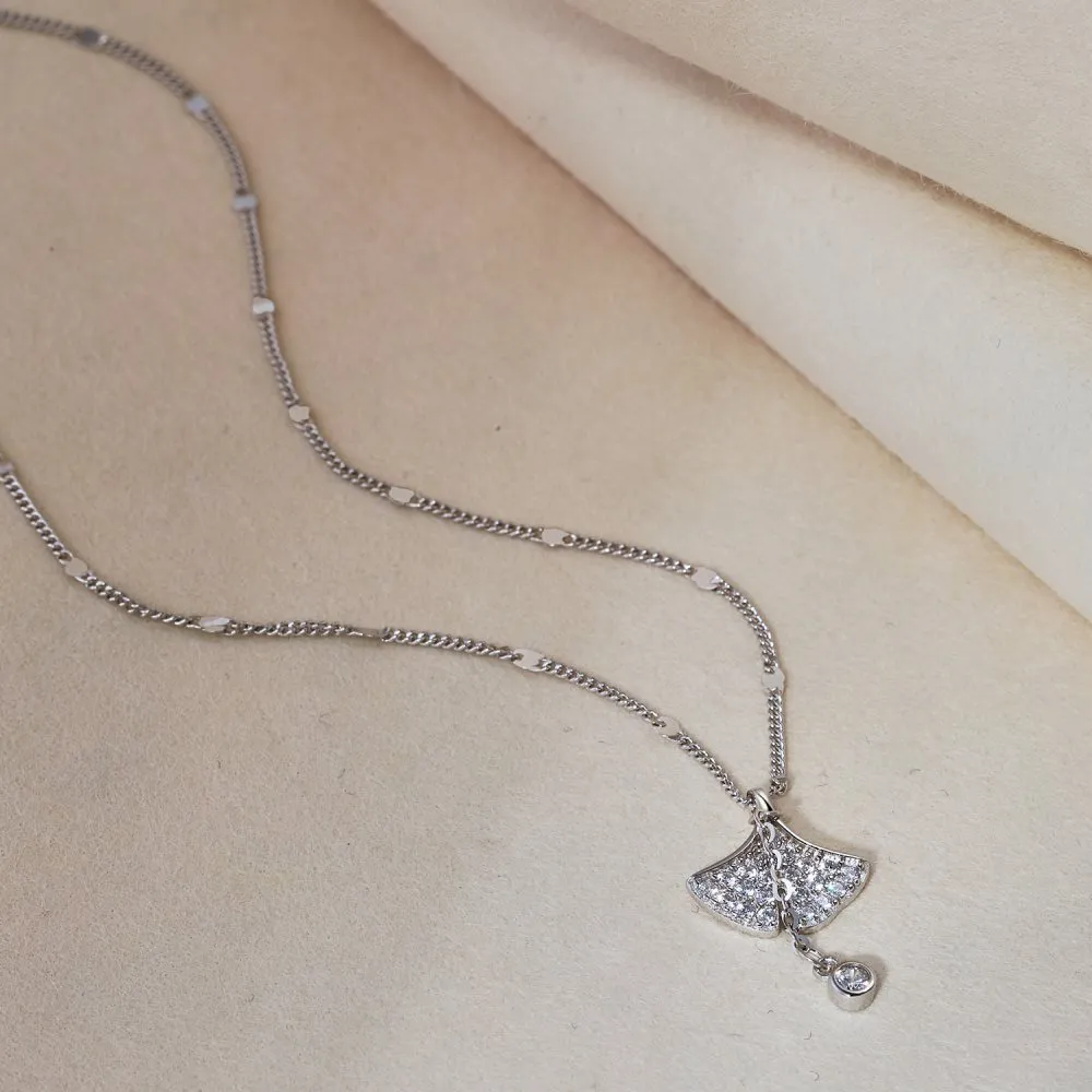 S925 Zirconia Ginkgo Pendant Necklace 80200317 - image4