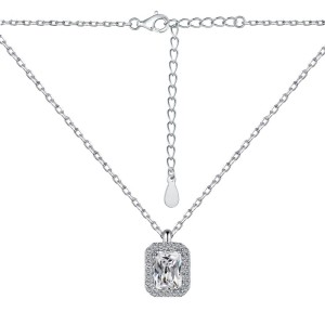 925 Sterling Silver Rectangle Zirconia Necklace 80200319