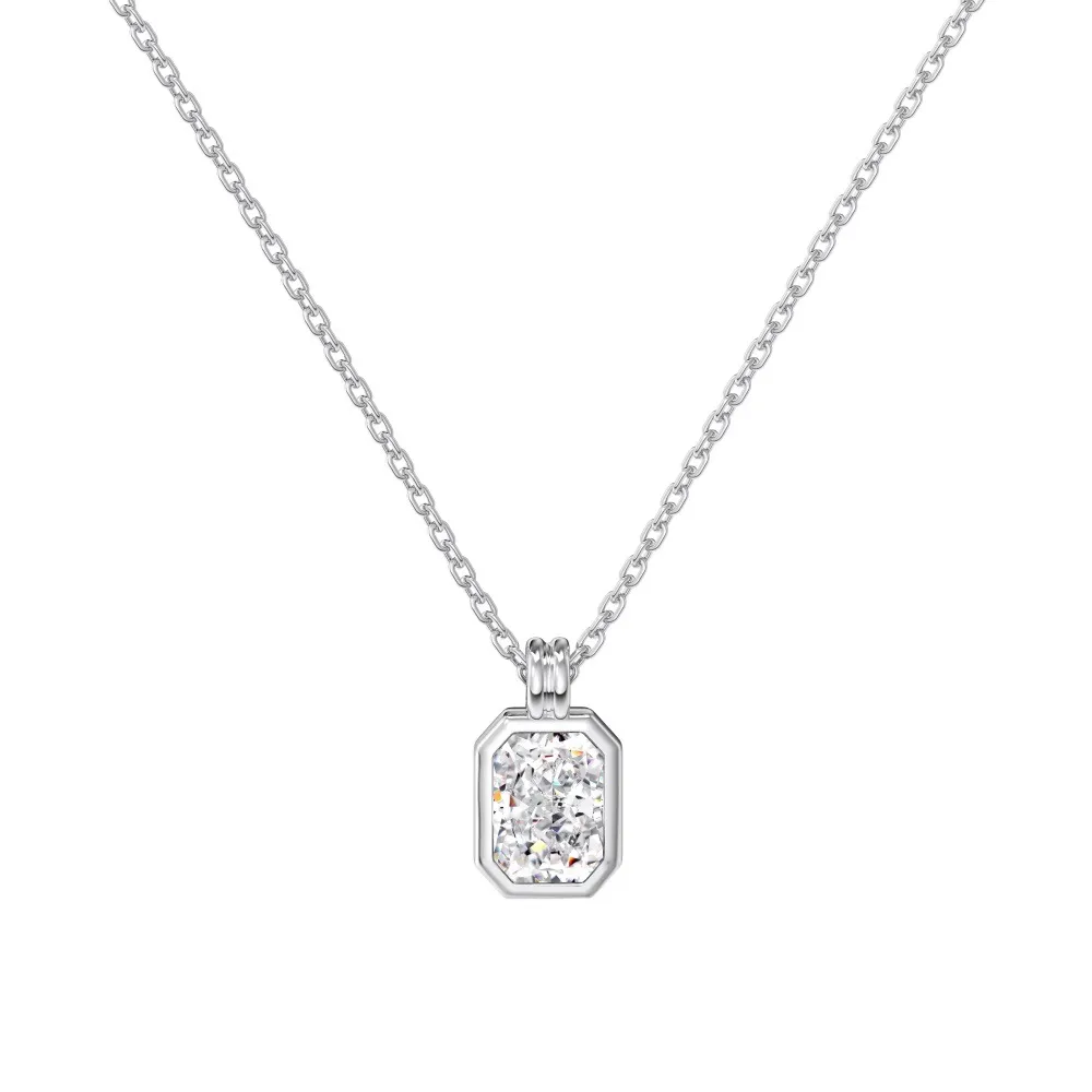 S925 5A Rectangle Zirconia Necklace 80200320
