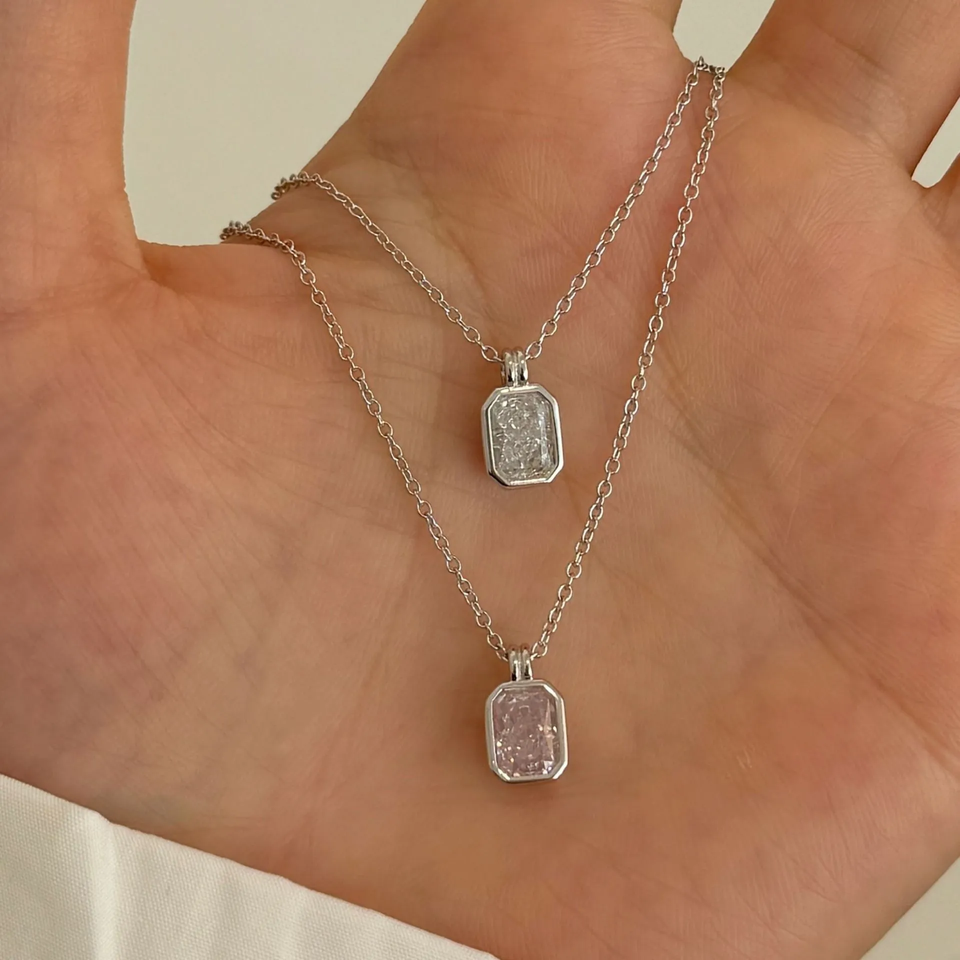 S925 5A Rectangle Zirconia Necklace 80200320 - image2