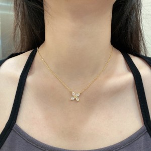 S925 Marquise Zirconia Flower Necklace 80200321