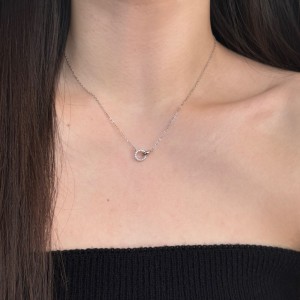 S925 Zirconia Interlocking Pendant Necklace 80200326