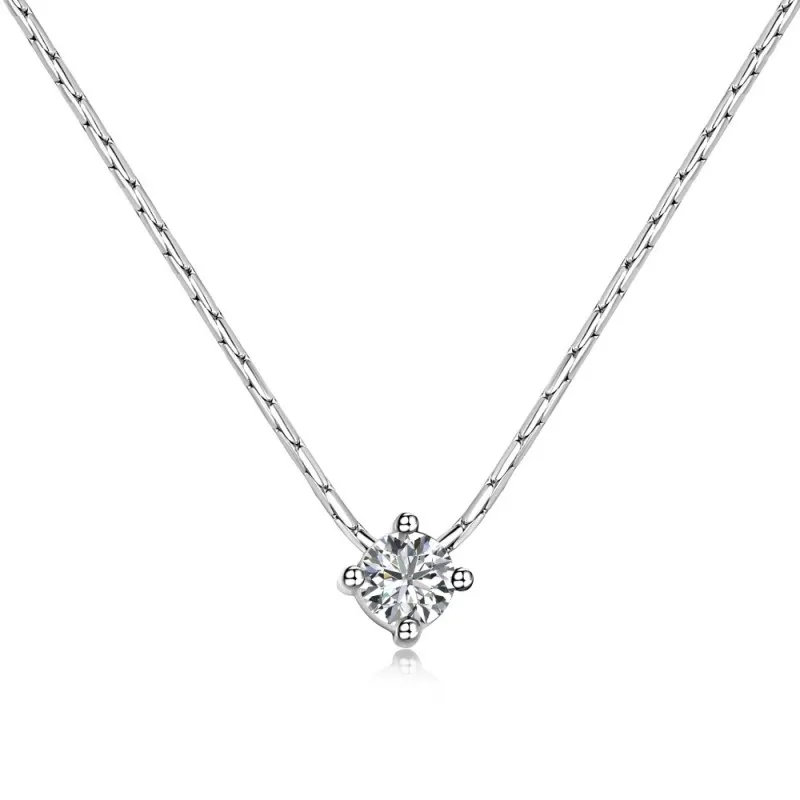 S925 Round Zirconia Bamboo Chain Necklace 80200327