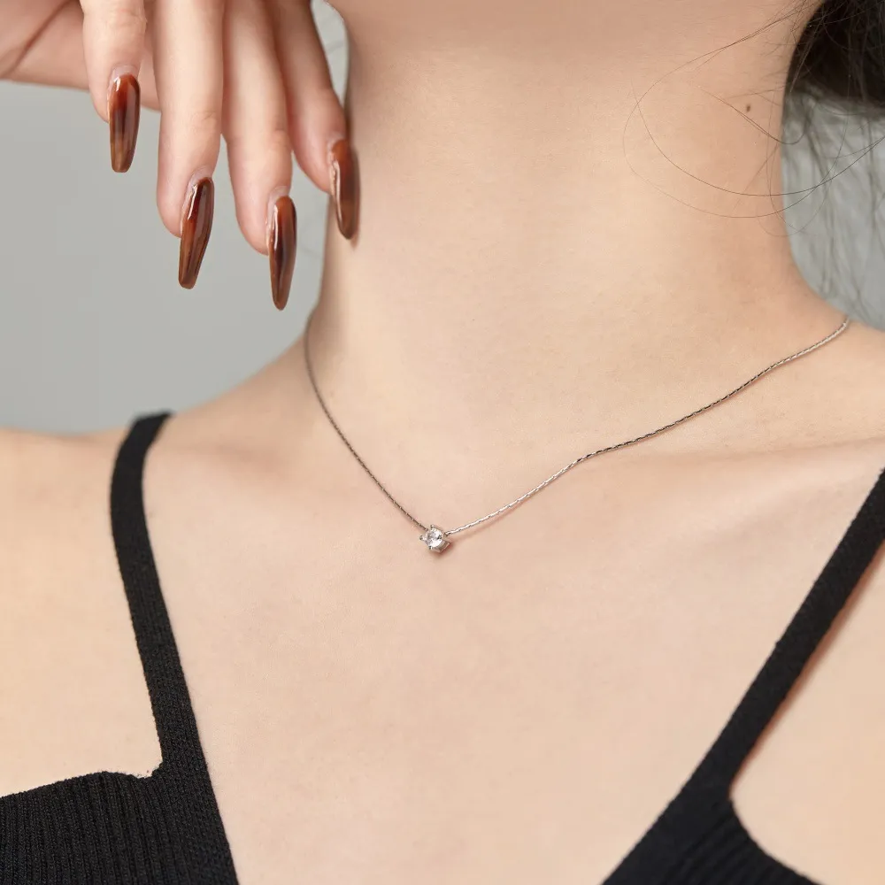 S925 Round Zirconia Bamboo Chain Necklace 80200327 - image1