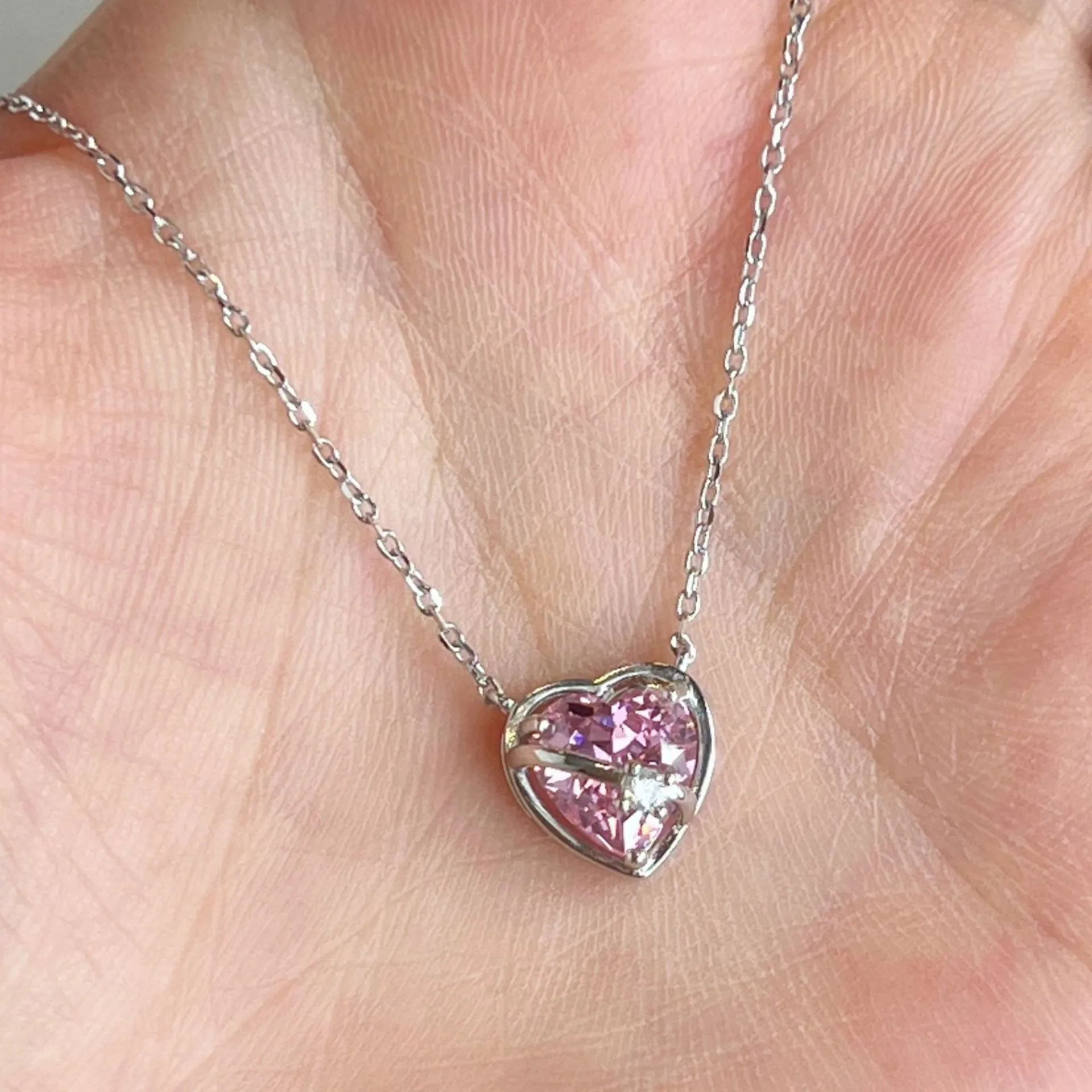 925 Sterling Silver Arrow Zirconia Heart Necklace 80200329 - image2